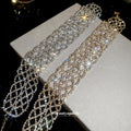 Open Lattice Mesh Wide Choker Necklace In Gold And Silver view 2