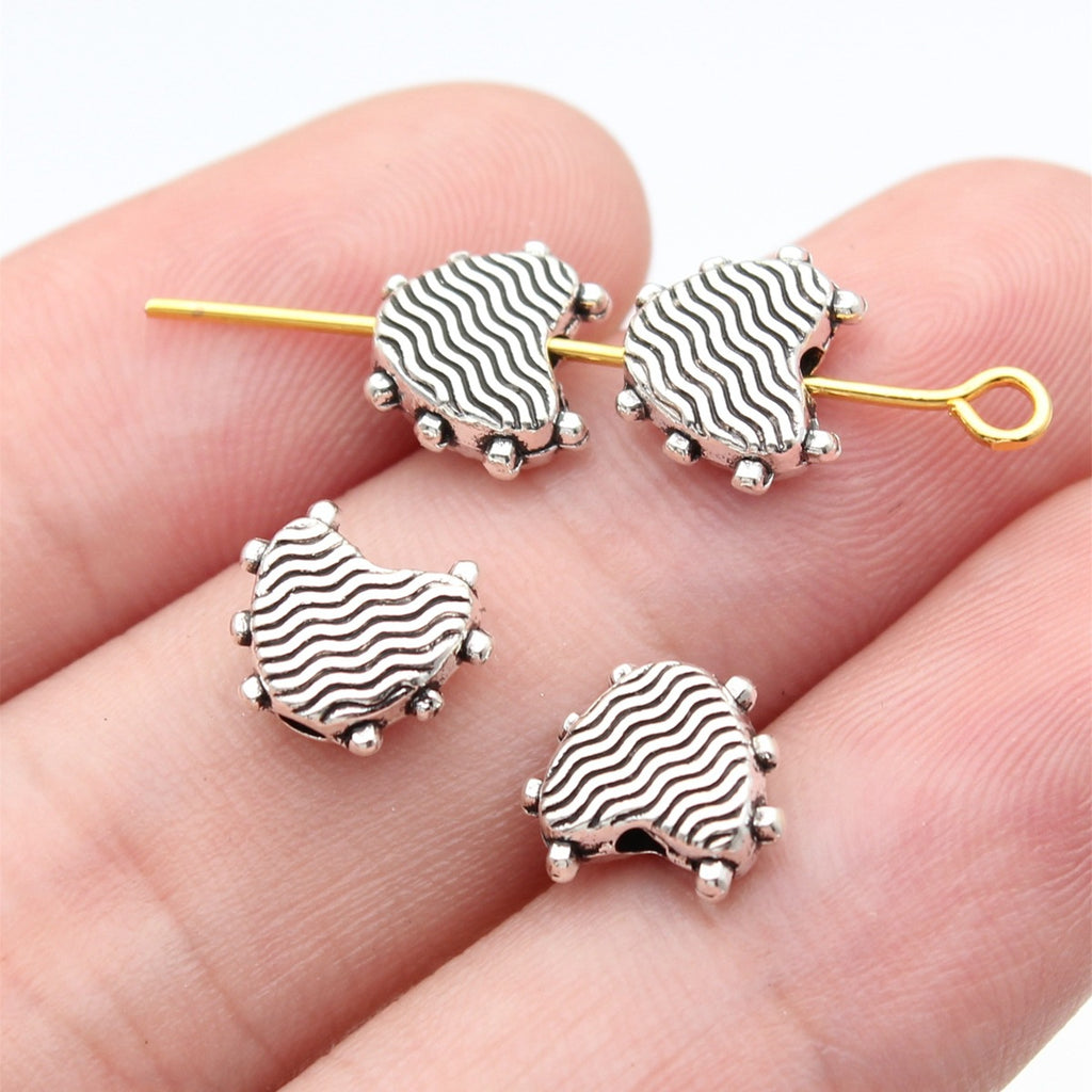 9.7x8.2x3.4mm 0.8g Antique Silver Zinc Alloy Heart Small Hole Loose Metal Beads for DIY Bracelet Jewelry