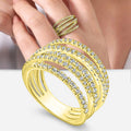 Layered Curved Pave Wide Ring In Gold And Silver Tones view 2