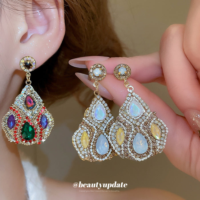 Multicolor Crystal Teardrop Statement Stud Earrings