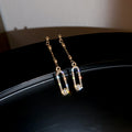 Crystal Open Rectangle Long Drop Earrings Fashion Jewelry Accessories view 6