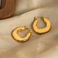Polished Gold U-Shape Geometric Hoop Earrings Smooth Metal Finish view 4