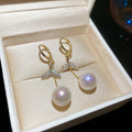 Pearl and Crystal Drop Earrings in Three Gold Tone Styles view 8