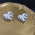 Sculpted Ridged Heart Statement Stud Earrings in Two Colors view 4