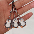 Flocked Penguin Phone Strap Charms in Three Distinct Poses view 2