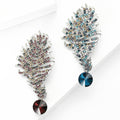 Silver Rhinestone Feather Brooch Crystal Drop Two Colors view 3