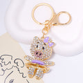 Rhinestone Pig Keychain Gold Metal Charm with Lobster Clasp view 7