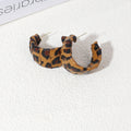 Black White Red and Leopard Fabric Wrapped Wide C Hoop Earrings view 8
