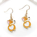 Gold Tone Enamel Corgi Heart Rump Dangle Earrings Pair view 3