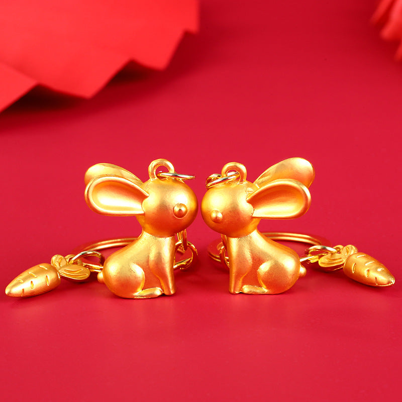 Rabbit Mascot Metal Keychain New Year Gift Accessory