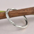 Gold Silver Twisted Thin CZ Band Finger Ring Sizes 6-10 view 2