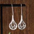 Gold and Silver Hollow Leaf Teardrop Drop Hook Earrings view 3