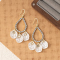 Shell Look Petal Crystal Teardrop Long Hook Earrings view 4