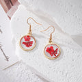 Pressed Flower Round Resin Earrings Gold Hooks 5 Colors view 4