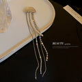 Silver Tone Jellyfish Brooch With Pearl And Crystal Chain Tassels view 2