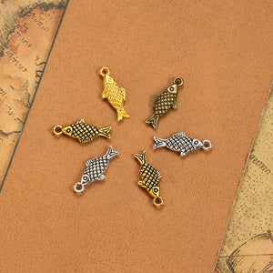 Textured Fish Charm Metal Jewelry Making Component In 4 Finishes