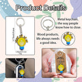 Yellow Lightbulb Wood Print Keychain Blue Base Charm view 4
