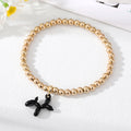 Gold Tone Beaded Balloon Dog Charm Stretch Bracelets view 4
