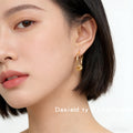 Gold Knot Accent Teardrop Hoop Earrings Lever Back view 2