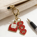 Red I Love Mom Envelope Enamel Keychain Gold Clasp view 4