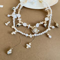 Layered Shell and Faux Pearl Beaded Coastal Charm Necklace view 6