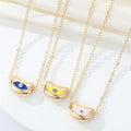 Gold Tone Rounded Bean Evil Eye Pendant Necklaces in Three Colors view 1