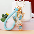 Jeweled Long Ear Rabbit Keychains with Three Braided Loop Styles view 4