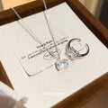 Silver Crystal Cat Face Open Ring Clear Cushion Stone view 4