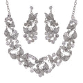 Silver Tone Butterfly Crystal Metal Necklace and Earring Set view 1