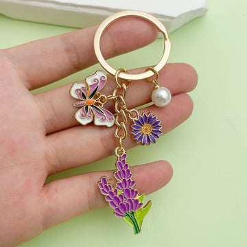 Rose, Sunflower and Daisy Charm Keychains in 50 Pictured Variations for Bags and Keys