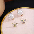 Pearl Look Butterfly Convertible Two Way Stud Earrings view 4