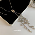 Silver Tone Teardrop Cluster Tassel Necklace Fashion Jewelry view 4