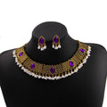 Five Color Ornate Teardrop Necklace and Earring Sets view 5