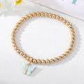 Gold Tone Beaded Colorful Butterfly Charm Stretch Bracelets view 9