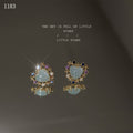 Gold Pale Aqua Heart Multicolor Crystal Halo Studs view 6