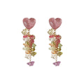 Pink Heart Clip-On Tassel Earrings Multicolor Chips view 5
