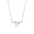 White Cat Bar Pendant Necklace with Pearl Drop in the Pictured Finish view 5
