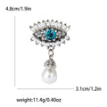 Evil Eye Crystal Brooch with Hanging Pearl in Two Tones view 7