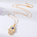 Gold and Silver Tone Crystal Hamsa and Heart Evil Eye Necklaces view 2