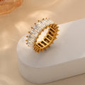 Gold Full Eternity Baguette Clear Stone Band Rings view 2