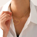 Open Heart Outline Necklace Beaded Station Chain Layer Styles view 4