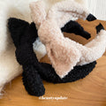 Black and Cream Boucle Terry Bow Padded Headband Pair view 2