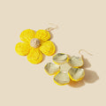 Ten Color Woven Five Petal Flower Long Hook Earrings view 3