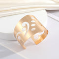 Gold Tone Wide Openwork Cuff Bracelets in Four Geometric Designs view 2