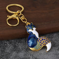 Fox Metal Keychain With Faceted Stones, Split Ring And Lobster Clasp view 9