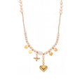 Freshwater Pearl Heart Charm Beaded Necklace Pink Stone Gold view 5