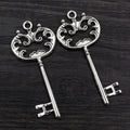 Large Ornate Skeleton Key Charms in Two Antique Finishes view 7