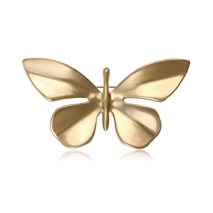 Polished Butterfly Brooch Smooth Metal Gold Silver Tone