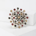 Multicolor Crystal Floral Burst Brooch With Silver Tone Frame view 4