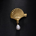 Metal Scallop Shell Duckbill Hair Clip With Pearl Drop view 2